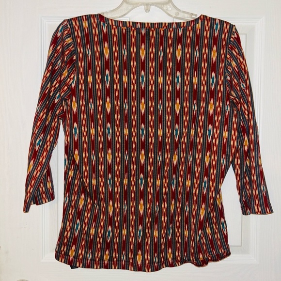 Chaps Women's 3/4 Length Multicolor Striped Top Size XL - Picture 3 of 3